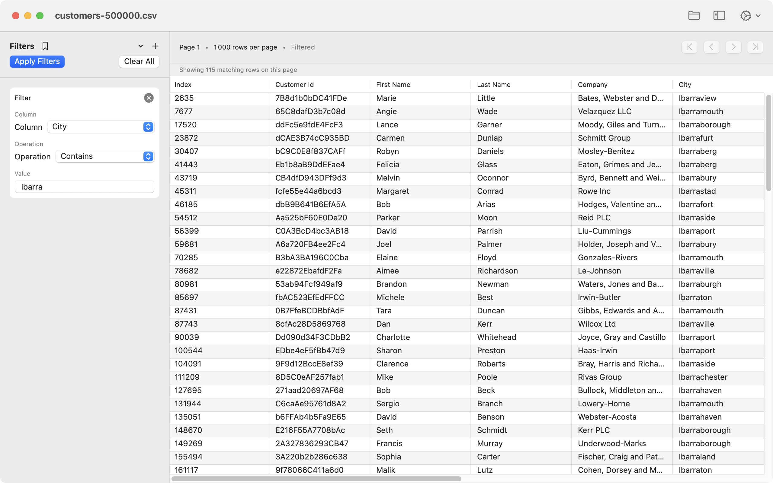 CSV Inspect screenshot