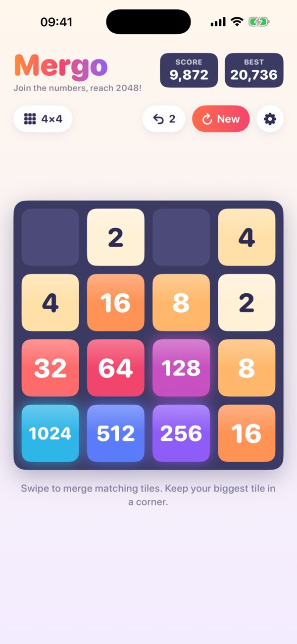 Swipe to merge matching tiles