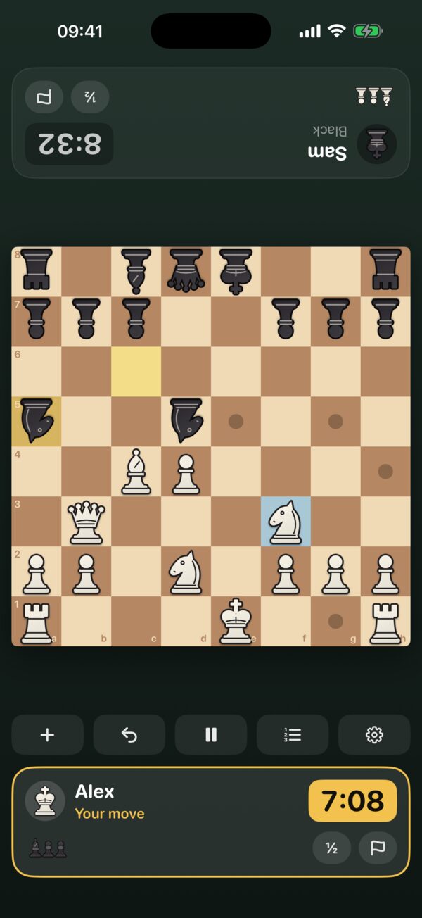 A game in progress in face-to-face mode