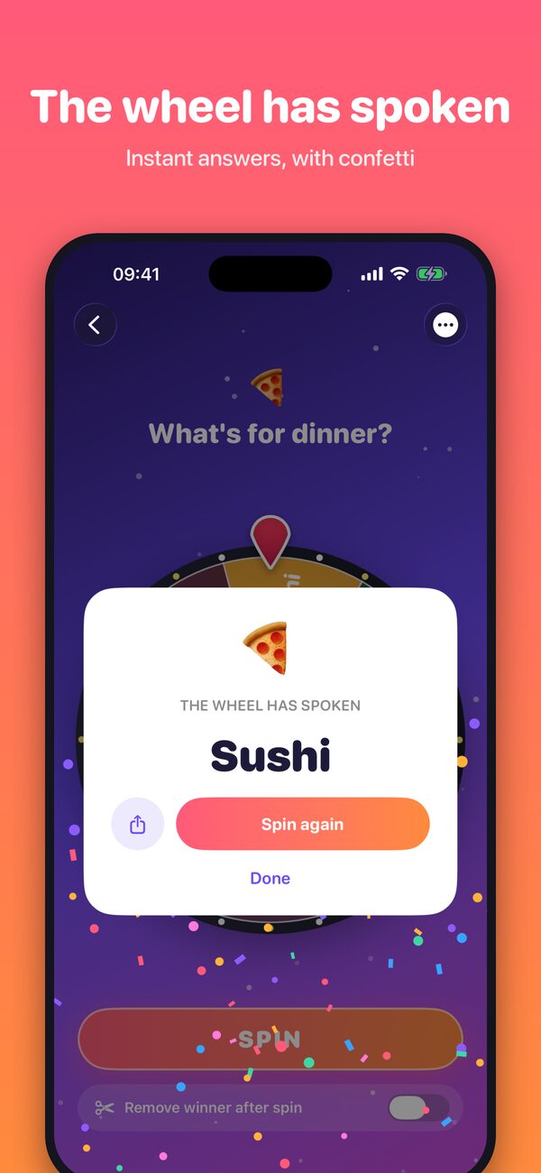 The wheel has spoken: Sushi